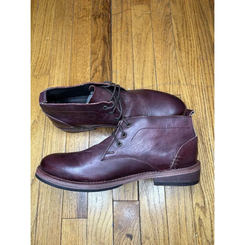 Freebird McCoy Burgundy Wine Leather Western Ankle Boots Men's Size 11 EUC Box